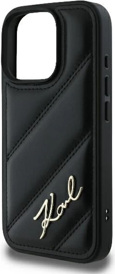 Mbështjellës Karl Lagerfeld Quilted Signature për iPhone 16 Pro, i zi