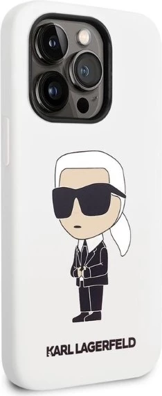 Mbështjellës Karl Lagerfeld Silicone Ikonik për iPhone 14 Pro 6.1", Bardhë