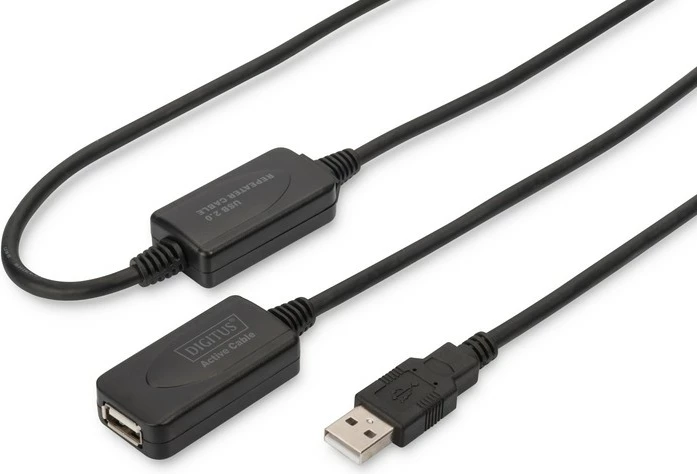 Kabllo zgjatuese USB 2.0 Digitus DA-73102, 20m, e zezë
