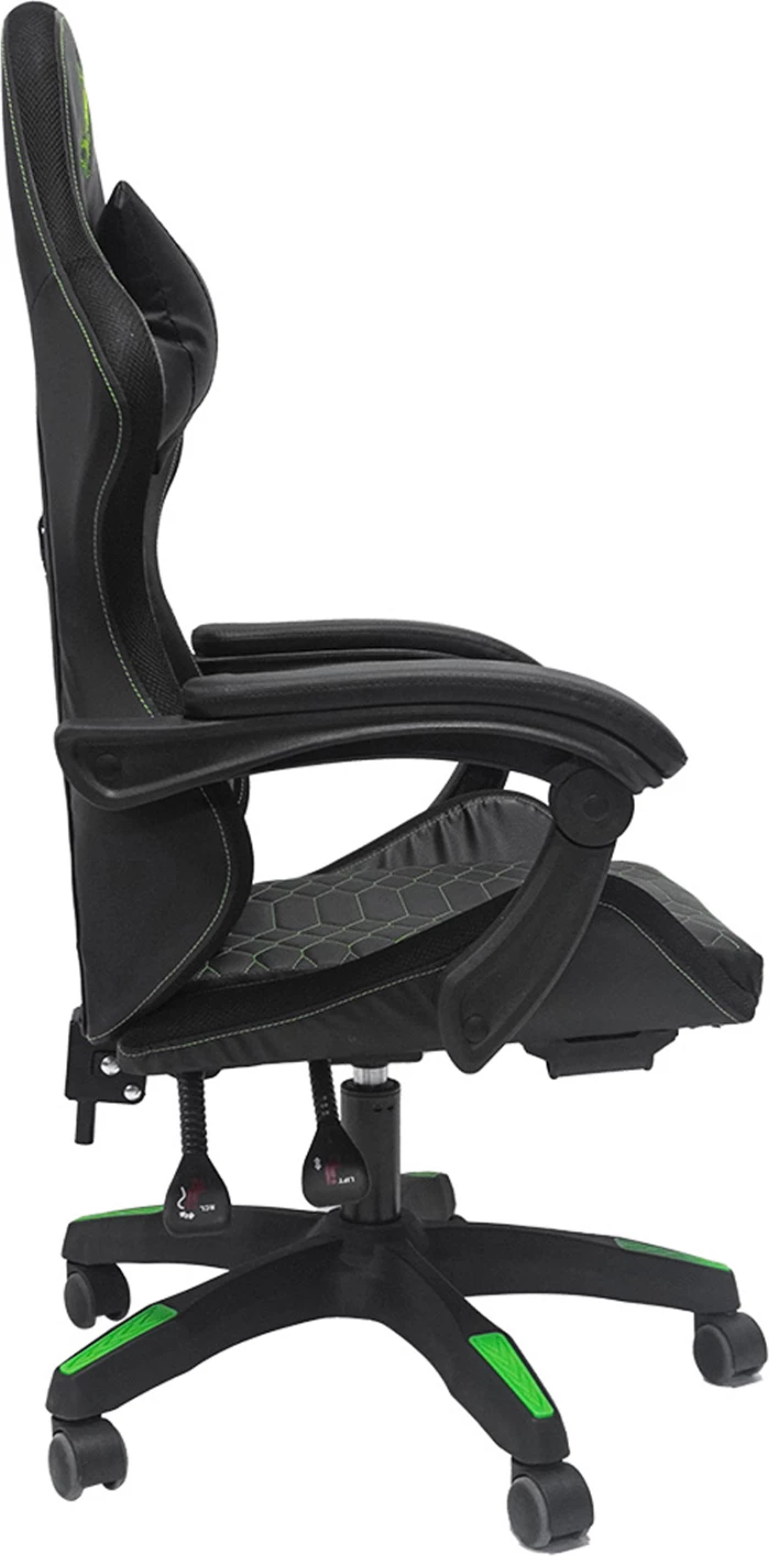 Karrige gaming LOOT FH1204, e zezë-gjelbër, PVC & najlon, 51x49x125H cm