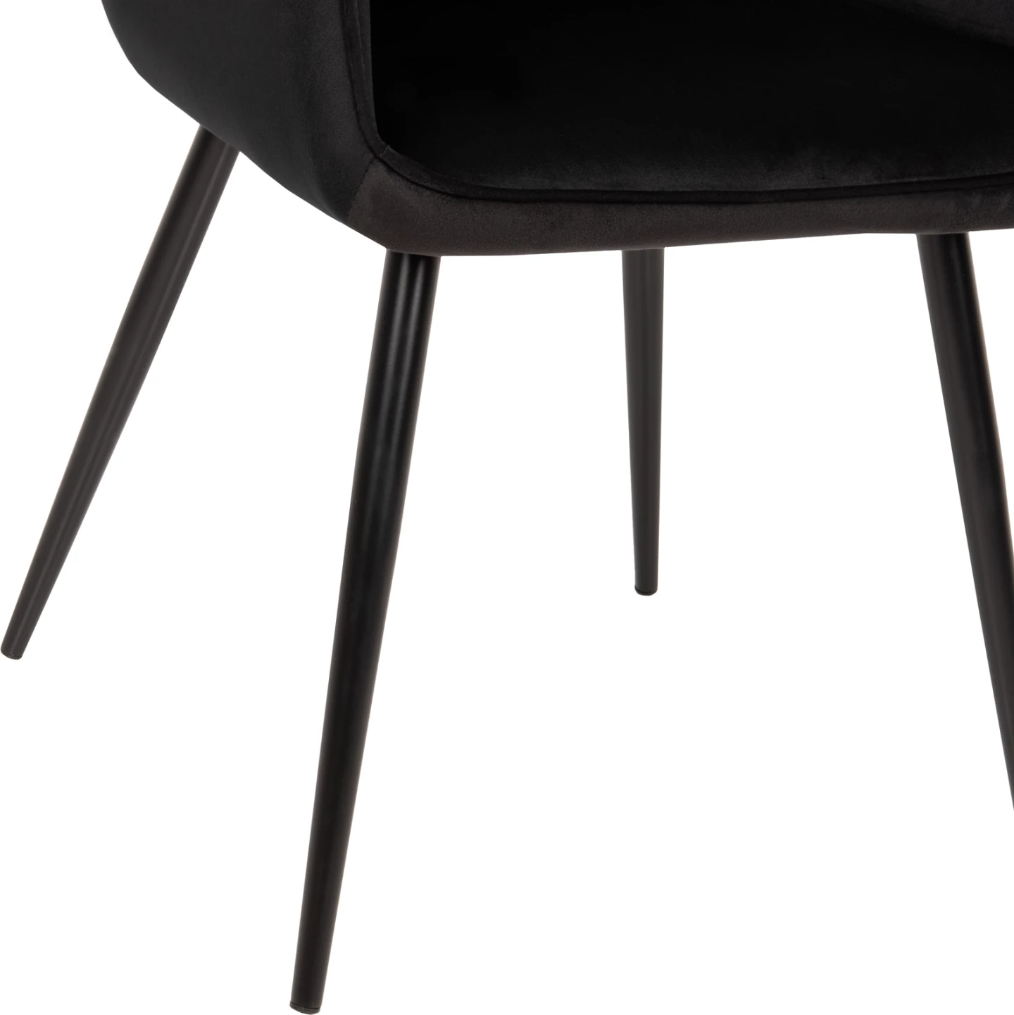 Karrige Latrell, kadife e zezë, këmbë metali të zeza, 55x57x84H cm., set prej 2 copë