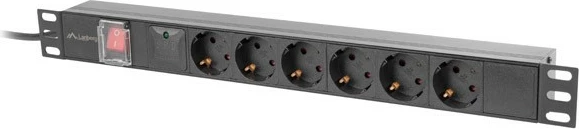 Kasë prizë rack Lanberg PDU-06F-0200-BK, 1U, 6x230V Schuko, 2m, e zezë