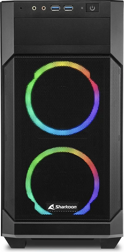 Kasë Sharkoon V1000 RGB, Micro Tower, micro ATX/Mini-ITX, e zezë, me ndriçim RGB