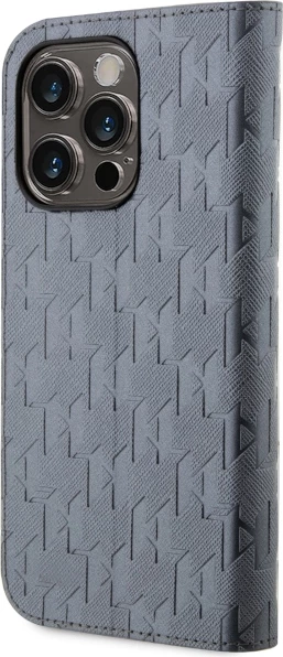 Mbështjellës Karl Lagerfeld KLBKP14XSAKLHPG për iPhone 14 Pro Max, Saffiano Monogram, argjendtë