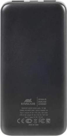 Powerbank RIVACASE VA2511 10000mAh 20W QC 3.0 me ekran LCD, e zezë