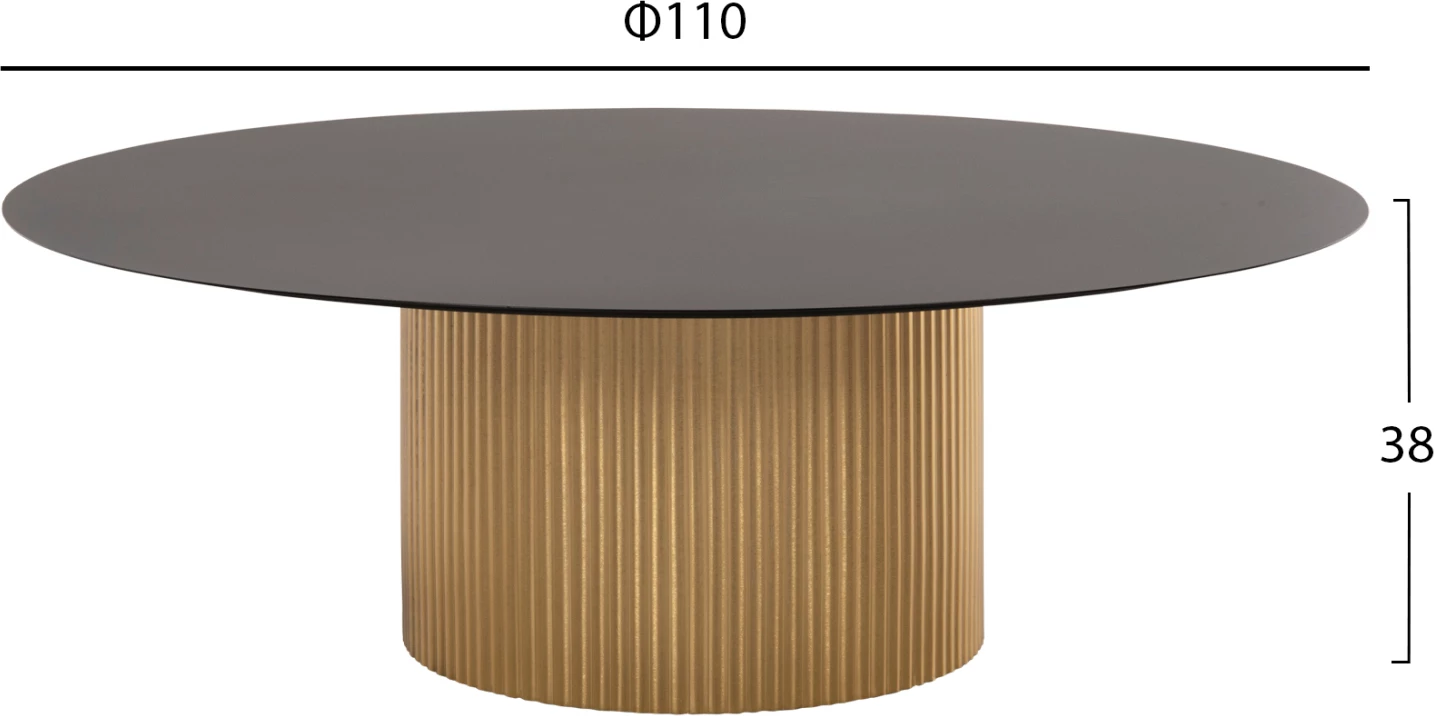 Tavolinë kafeje CLAD FH9673 metalike, ngjyrë ari dhe e zezë, Φ110x38H cm