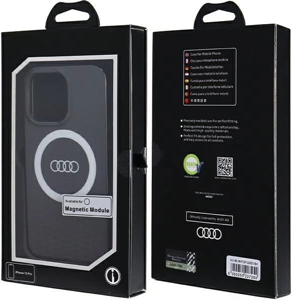 Mbështjellës Audi IML Big Logo MagSafe për iPhone 13 Pro / 13, i zi