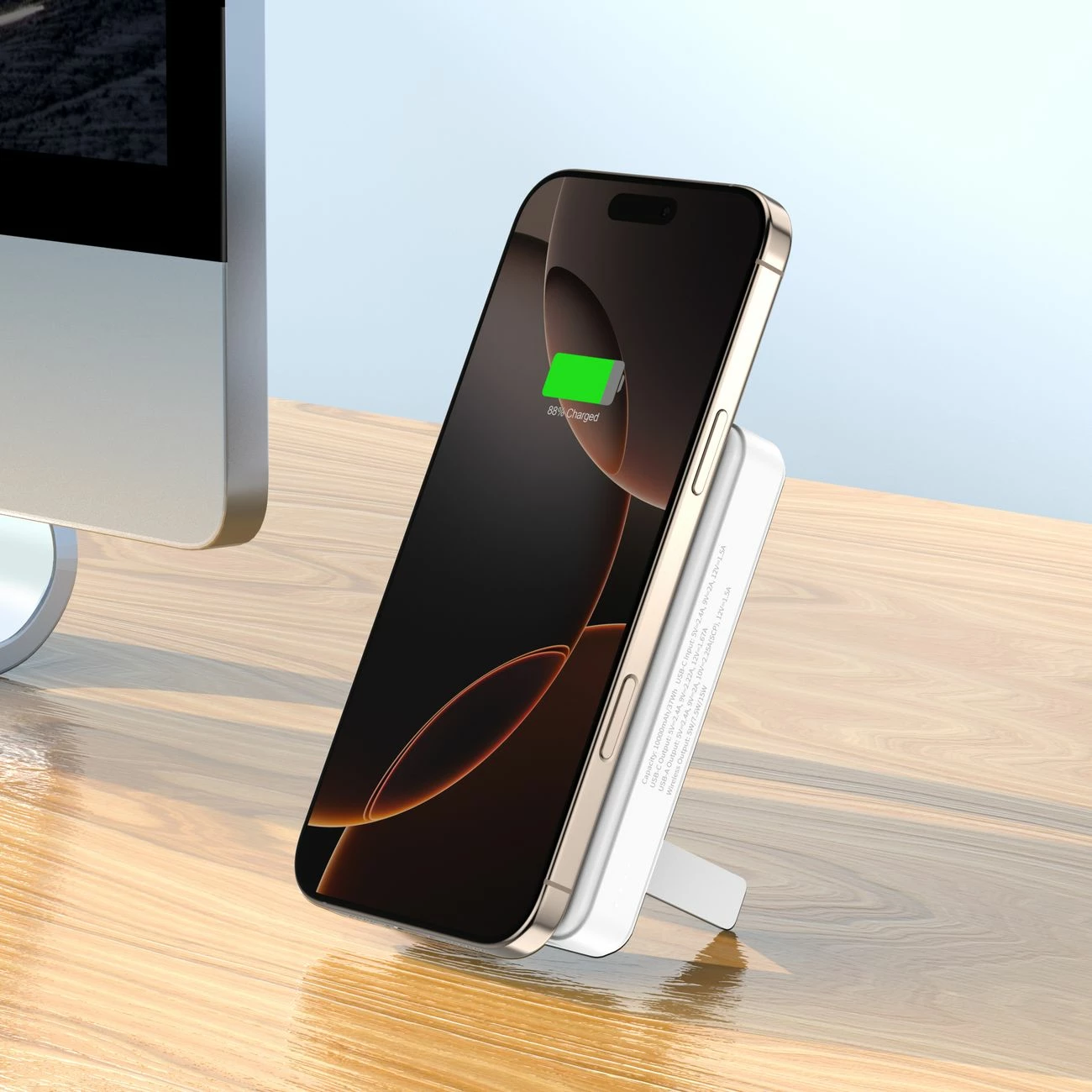 Powerbank Wozinsky WLWP-10KA0Y3WS, 10000 mAh, Qi2, MagSafe, me mbajtëse, Bardhë