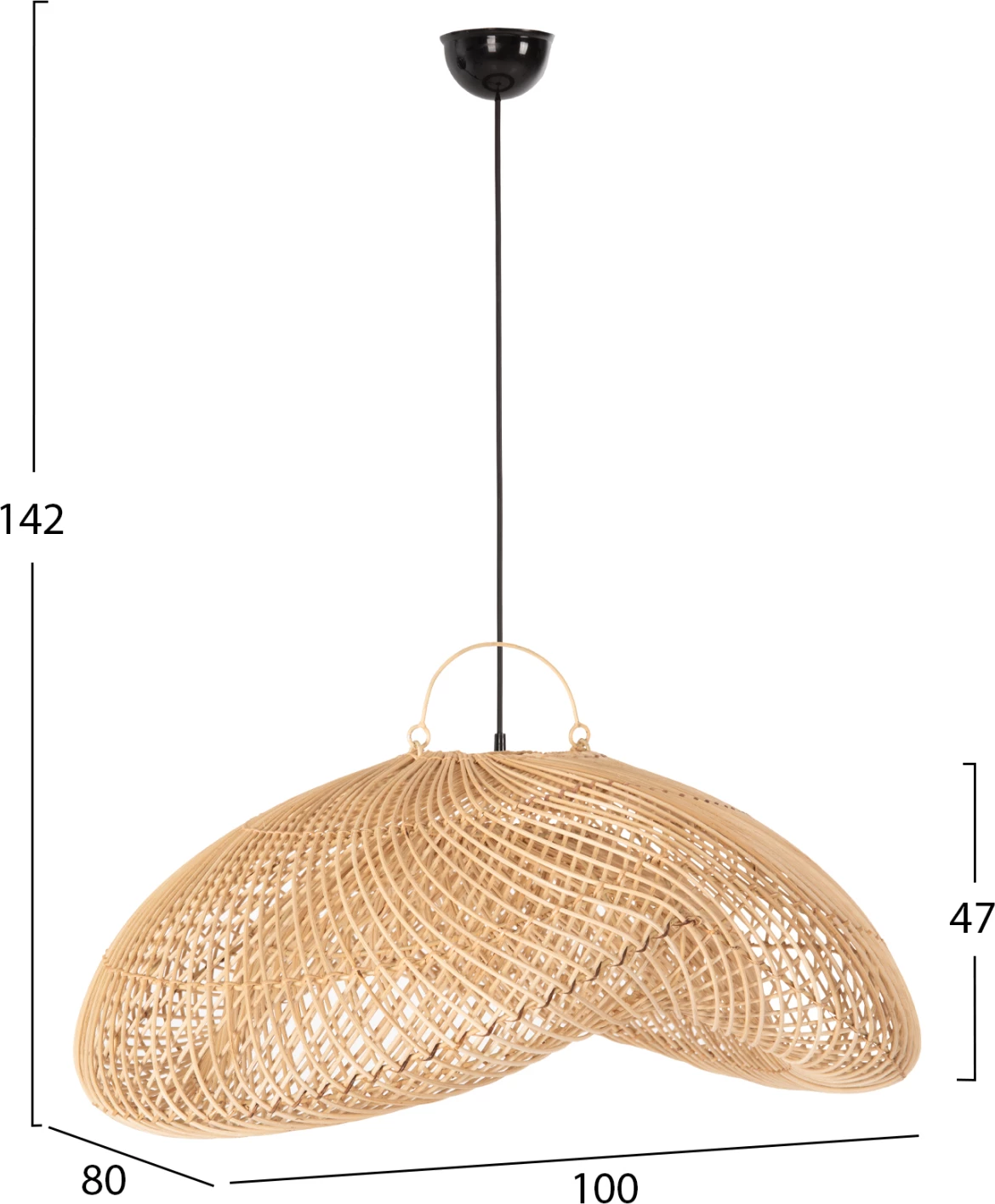 Llambë tavani varëse, ratan natyral, FH7861, 100x80x142cm