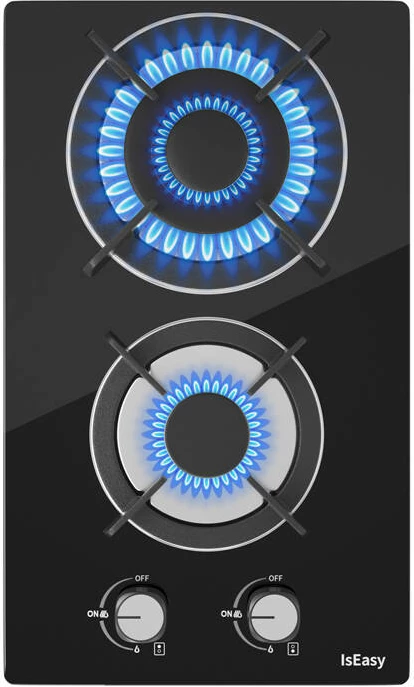 Sobë gazi IsEasy MGBG-312A me panel xhami, 2 djegës, e zezë