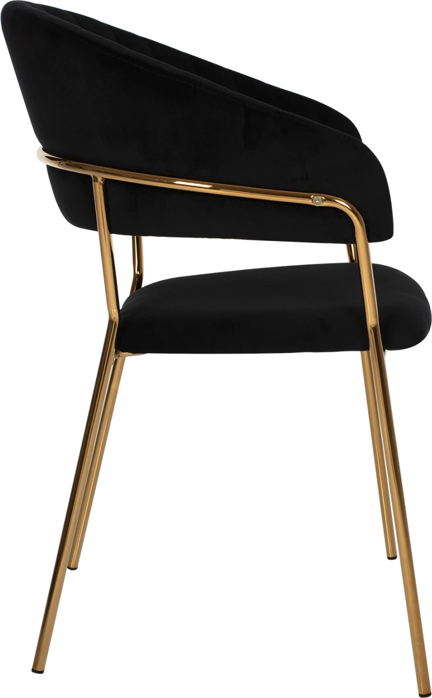 Karrige THEODORE FH8520.04 kadife e zezë dhe kornizë e artë 55Χ50Χ82Hcm., set prej 2 copë