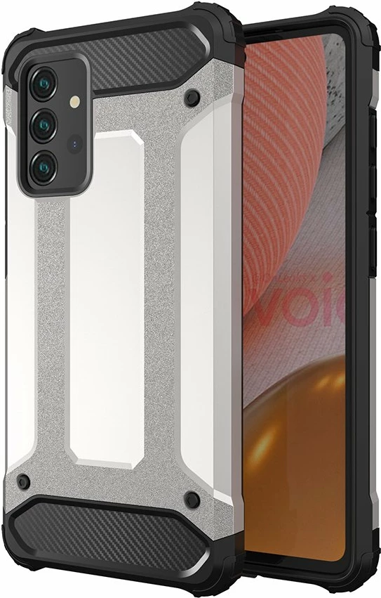 Mbështjellës Hurtel Hybrid Armor për Samsung Galaxy A72 4G, argjendtë