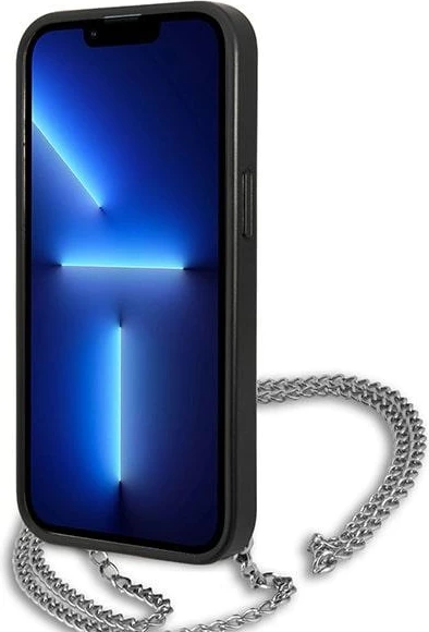 Mbështjellës Karl Lagerfeld Monogram Plaque për iPhone 13 Pro/13 6.1", i zi, me zinxhir