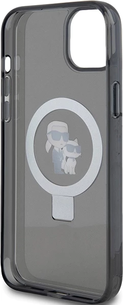 Mbështjellës Karl Lagerfeld KLHMP15SHMRSKCK për iPhone 15 6.1", me unazë Ring Stand, MagSafe, e zezë