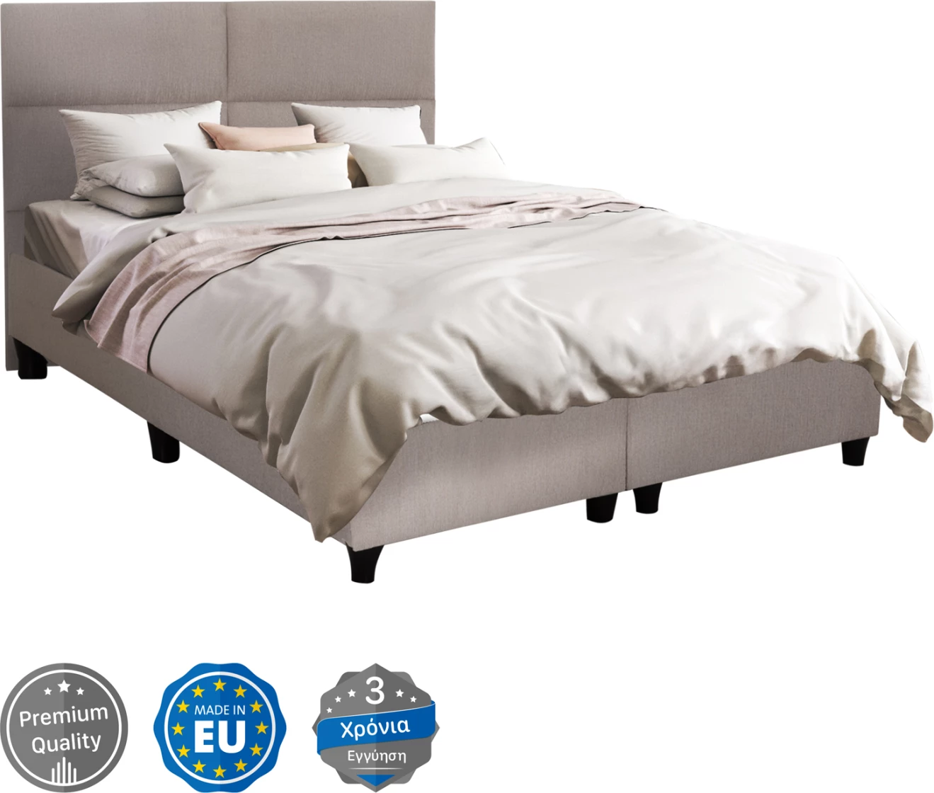 Krevat dopio MILO, material stof bezhë, për dyshek 160x200cm