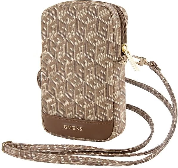Mbështjellës për celular Guess Zip GCube Bottom Stripe, kafe