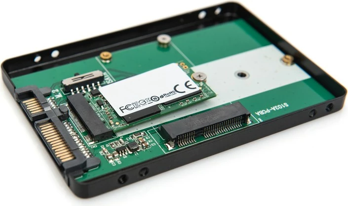 Adapter për SSD Digitus DA-71118, 2.5" SATA, për M.2/mSATA, Alumini, Zi