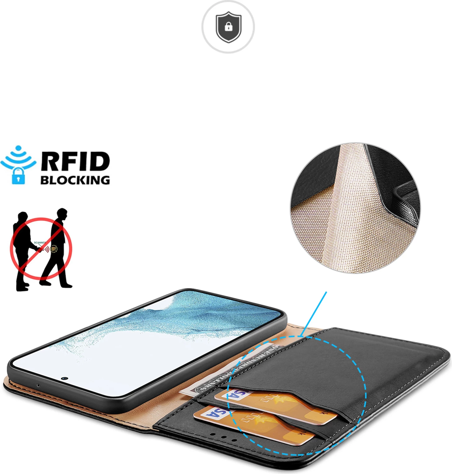 Mbështjellës Dux Ducis Hivo për Samsung Galaxy S23+, me kapak, portofol, RFID blocker, i zi