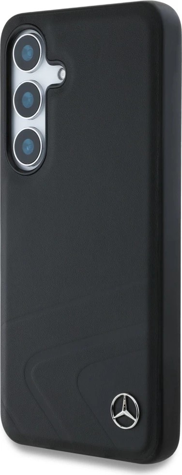 Mbështjellës Mercedes Leather Horizontal Debossed Curves MagSafe për Samsung Galaxy S25, e zezë