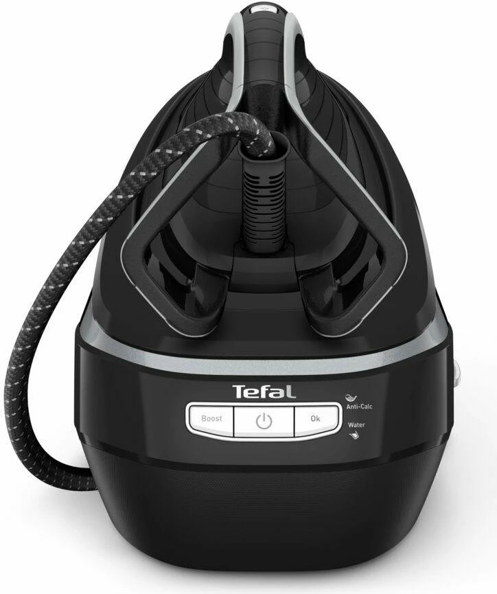 Hekur me stacion avulli, Tefal, GV9821E0 Pro Express, 9 bar, shtytje avulli 180 g/min + 800 g/min, dritë LED, kolektor gëlqereje i heqshëm, i zi