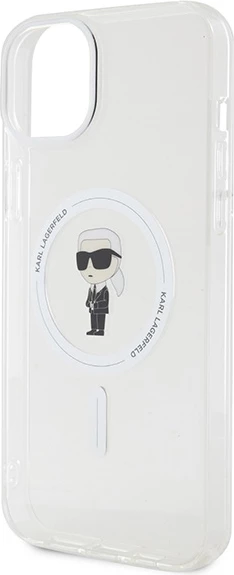 Mbështjellës Karl Lagerfeld IML Ikonik MagSafe për iPhone 15 Plus, transparent