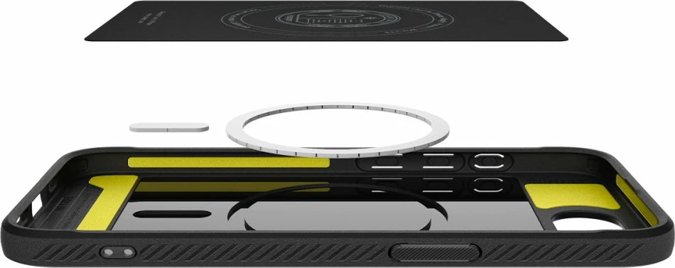 Mbështjellës Spigen Rugged Armor MagSafe për iPhone 16e, i zi