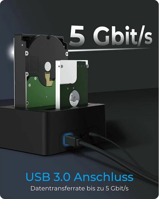 Stacion docking dhe klonues disqesh ICYBOX IB-1232CL-U3 USB 3.0, për HDD/SSD SATA 2.5" & 3.5", UASP, 2-slot, i zi