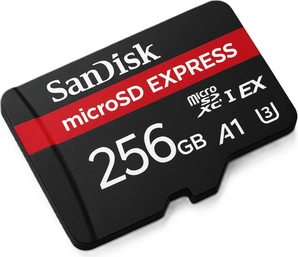 Kartë memorje microSD Express SanDisk SDSQXFN-256G-GN4NN 256GB PCIe/NVMe UHS-I kompatibile, e zezë/kuqe