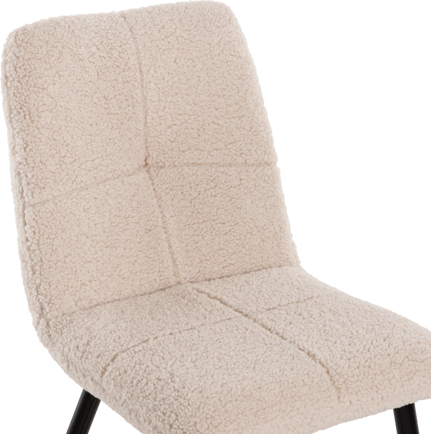 Karrige SHELLY FH8590.02, pëlhurë TEDDY, këmbë metalike bardhë-zi, 48x64x87Hcm., set prej 2 copash