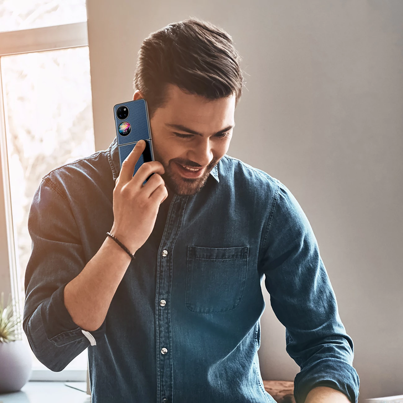 Mbështjellës Dux Ducis Fino për Huawei P50 Pocket, najlon, e zezë