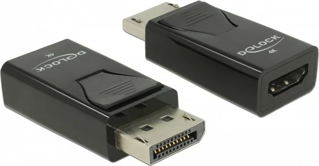 Adapter DisplayPort në HDMI DeLOCK 4K, i zi