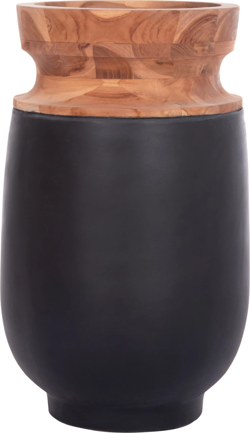 Vazo dekorative për dysheme LINTER, fibër-cement, ngjyrë e zezë, dru tik, FH4662.01S, 34x60cm