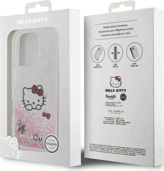 Mbështjellës Hello Kitty Liquid Glitter Sweet Kitty Bows MagSafe për iPhone 16 Pro Max, Bardhë