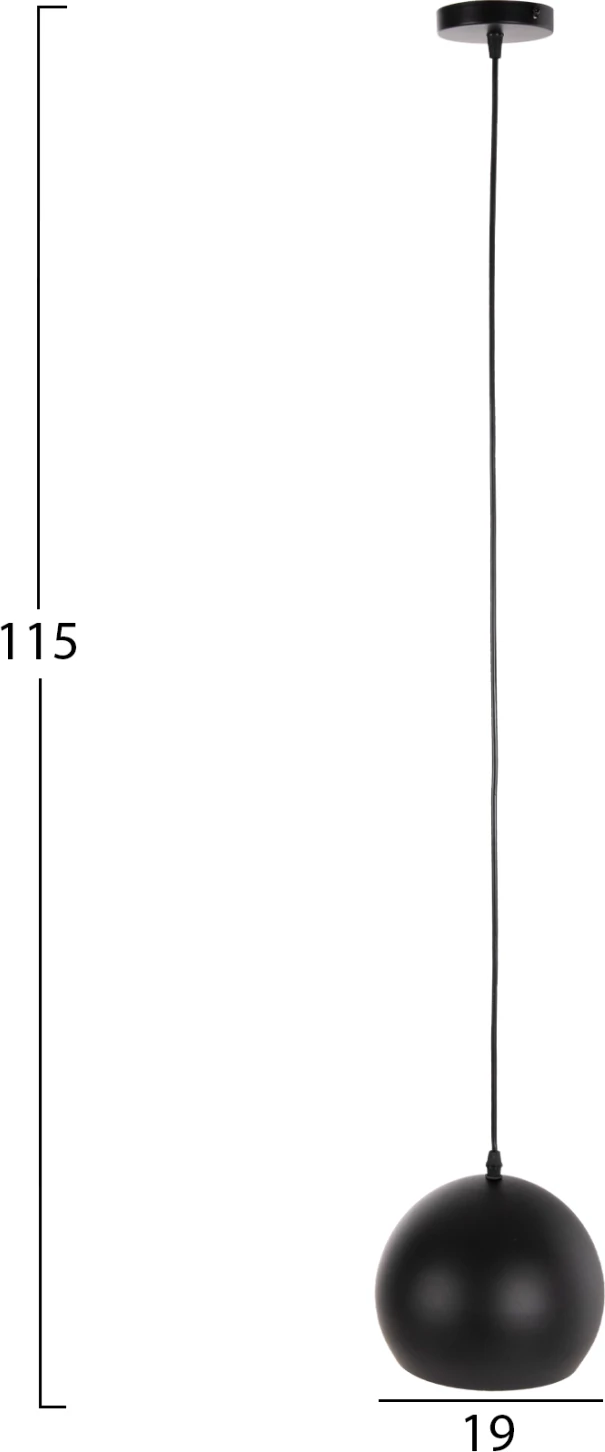 Llambë varëse tavani FH4107 kapak metali i zi 19x19x115Hcm