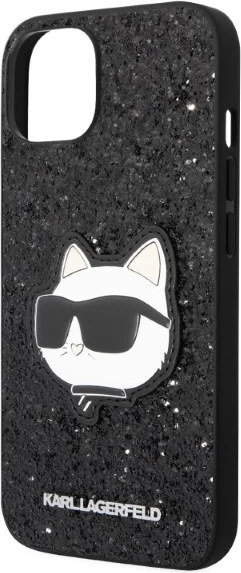 Mbështjellës Karl Lagerfeld Glitter Choupette për iPhone 14 Plus 6.7", i zi, hardcase