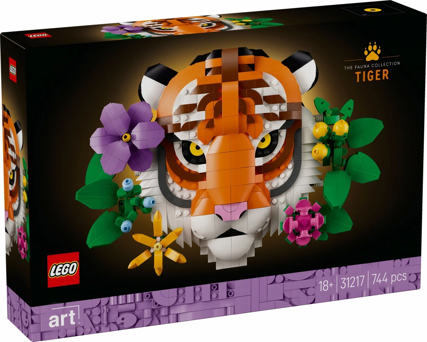 Set ndërtimi LEGO Art Collection Animals Tiger 31217, 744 pjesë, dekor për të rritur