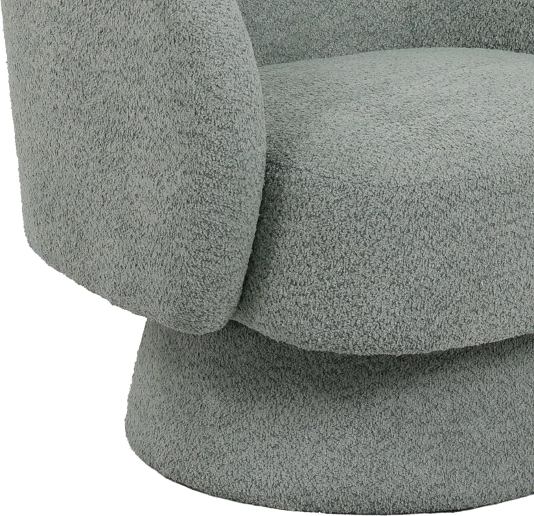 Kreslo rrotulluese, pëlhurë boucle, ngjyrë e gjelbër e çelur, 78x81x77cm