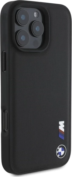 Mbështjellës, BMW, Smooth Rubber Logo, për iPhone 16 Pro Max, i zi