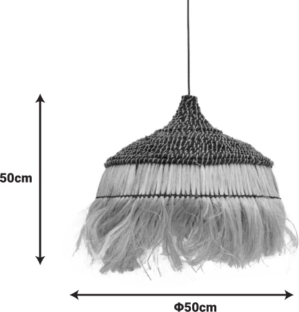 Llambë tavani Arupade Inart dru abaca ngjyrë natyrale-e zezë D50x50cm
