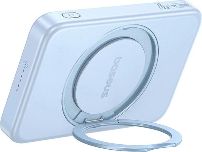 Powerbank Baseus PicoGo Qi2 P10076800313-00 5000mAh 20W me qëndrim/këmbicë palosëse, karikim wireless magnetik, USB-C, blu