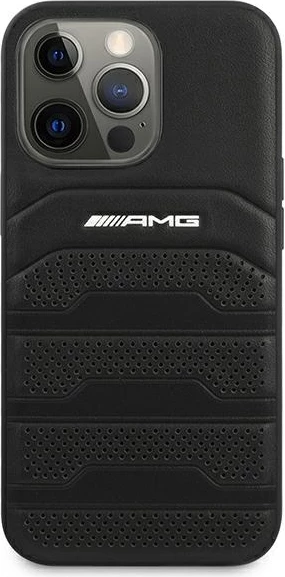 Mbështjellës Mercedes AMG AMHCP13LGSEBK për iPhone 13/13 Pro, 6.1", lëkurë, i zi