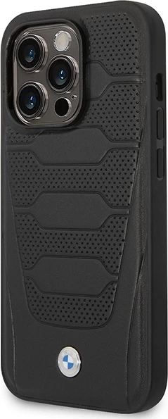 Mbështjellës BMW BMHMP14X22RPSK për iPhone 14 Pro Max 6.7", Leather Seats Pattern, MagSafe, zi