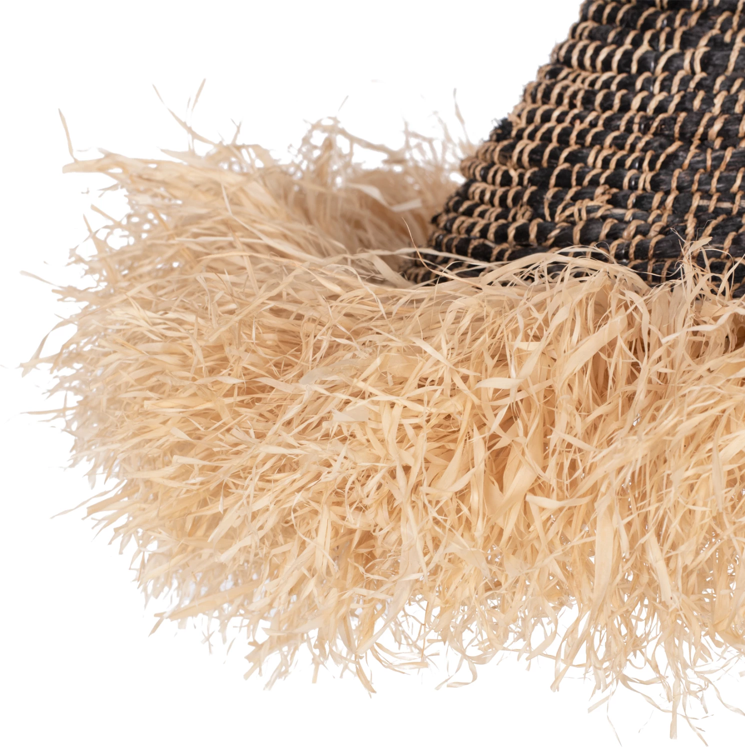 Llambë varëse tavani prej fije sisali dhe abaka, ngjyrë natyrale-e zezë, 50x50x20H cm, FH7789