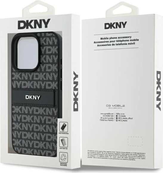 Mbështjellës DKNY Texture Pattern Tonal Stripe për iPhone 16 Pro, i zi
