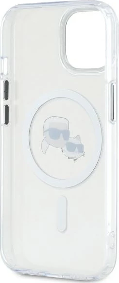 Mbështjellës Karl Lagerfeld IML Metal Karl&Choupette Head MagSafe për iPhone 14, Bardhë