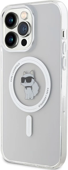 Mbështjellës Karl Lagerfeld IML Choupette MagSafe për iPhone 15 Pro Max, transparent