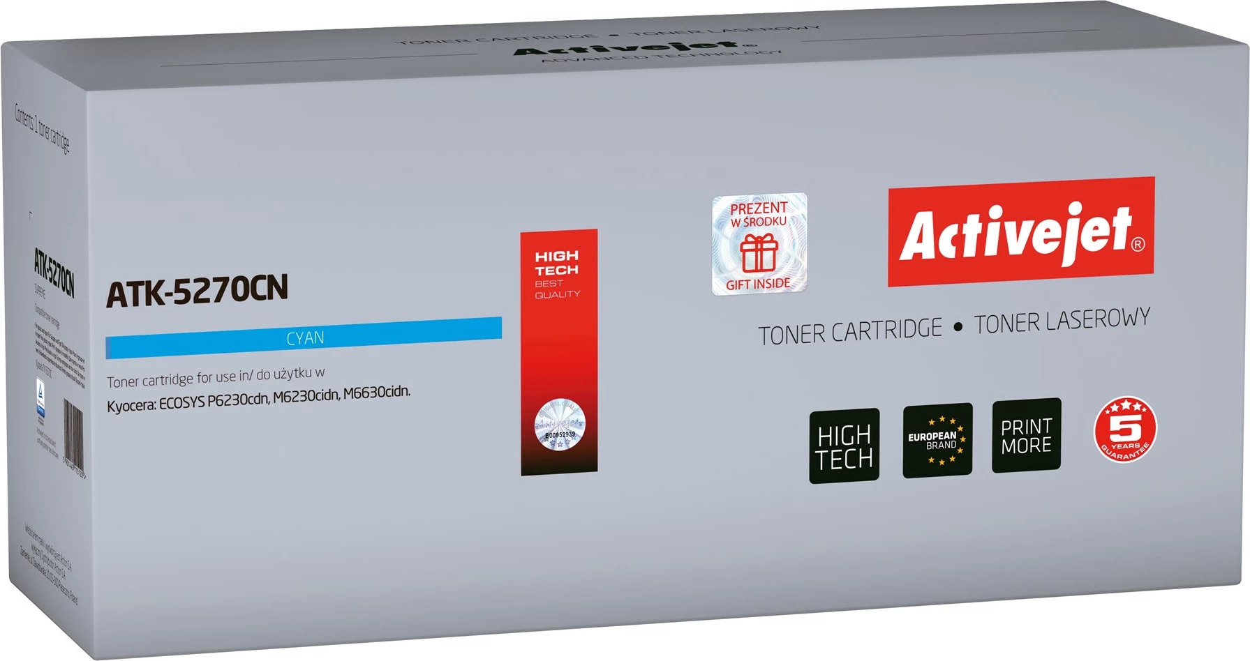 Toner zëvendësues Activejet ATK-5270CN për printerët Kyocera, 6000 faqe, i kaltër