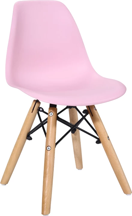 Karrige Julita për fëmijë, PP rozë, dru ahu natyral, 35x31x57.5cm, set prej 4 copësh