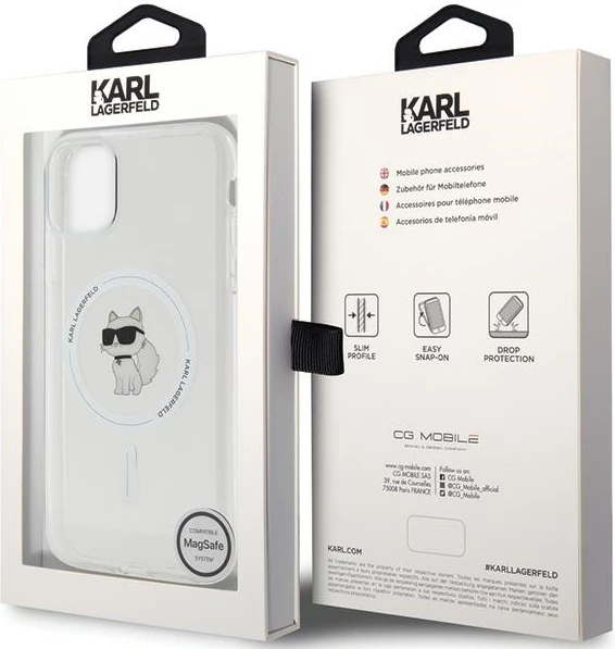 Mbështjellës Karl Lagerfeld IML Choupette MagSafe për iPhone 11/Xr, Transparent
