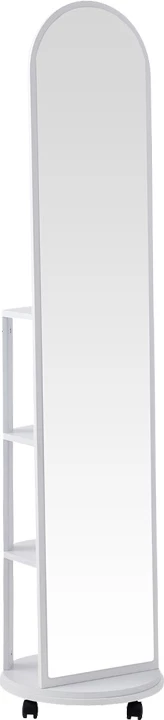 Pasqyrë dyshemeje rrotulluese me rafte, ngjyrë e bardhë, Espero, 34x170cm